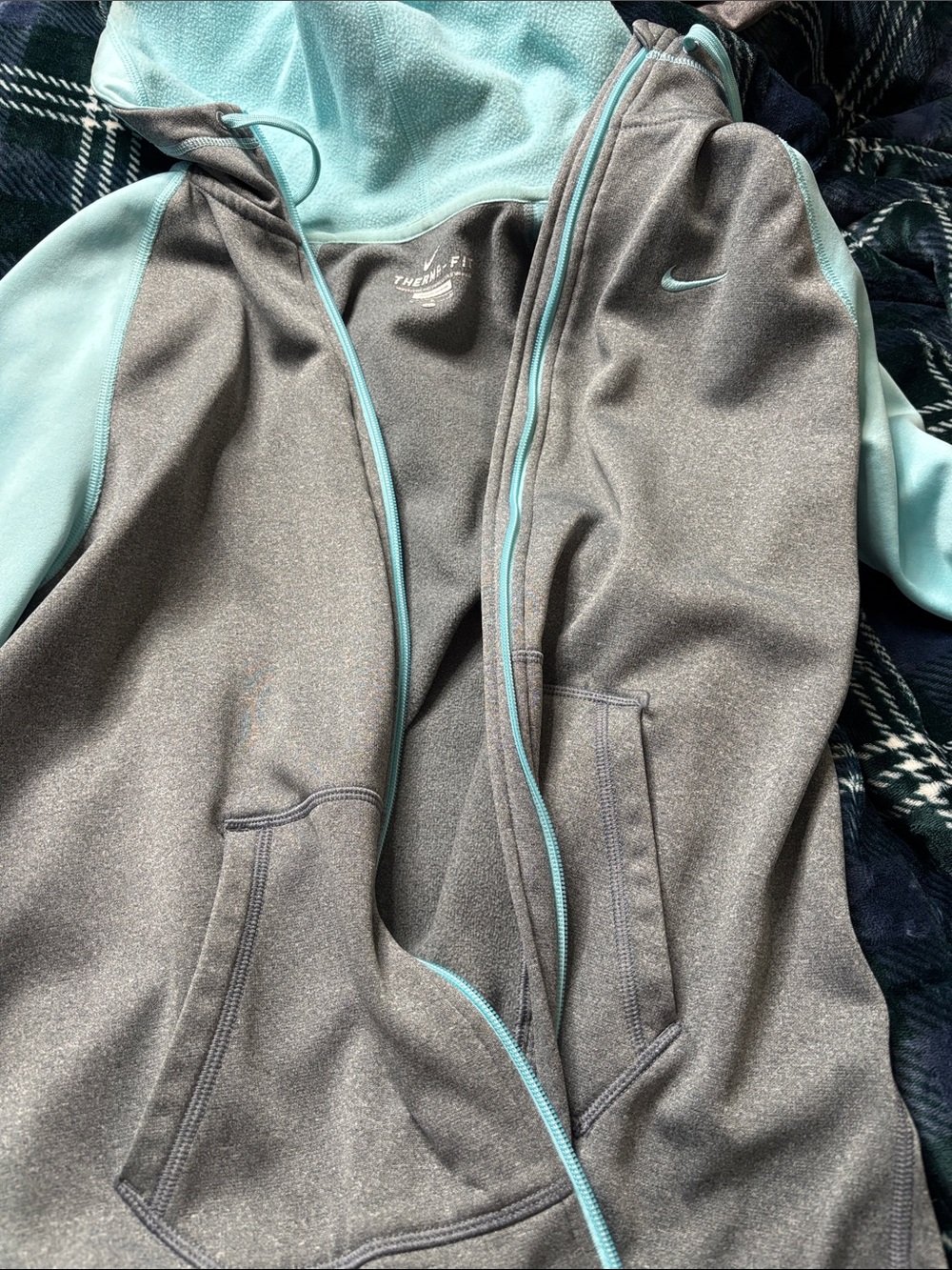 Nike Gray Hoodie with Light Teal Accents